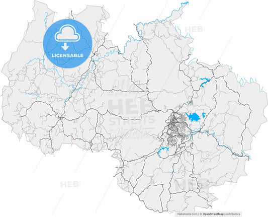 Itabira, Brazil, high resolution vector map - Instant download PDF and JPG