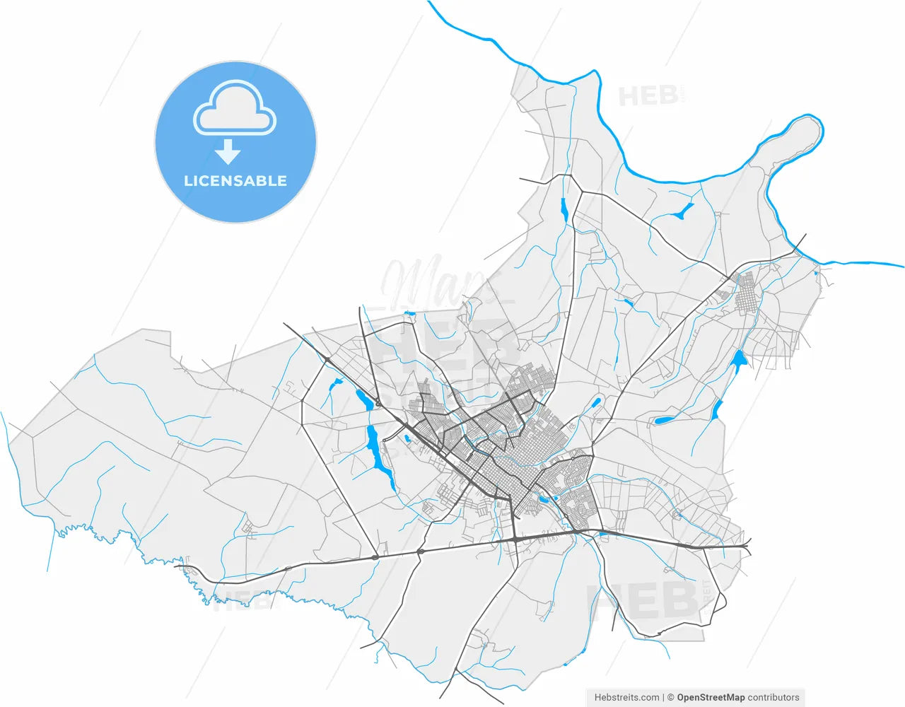 Sertaozinho, Brazil, high resolution vector map - Instant download PDF and JPG
