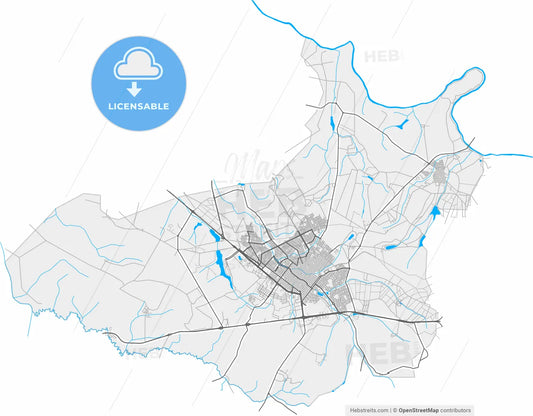 Sertaozinho, Brazil, high resolution vector map - Instant download PDF and JPG