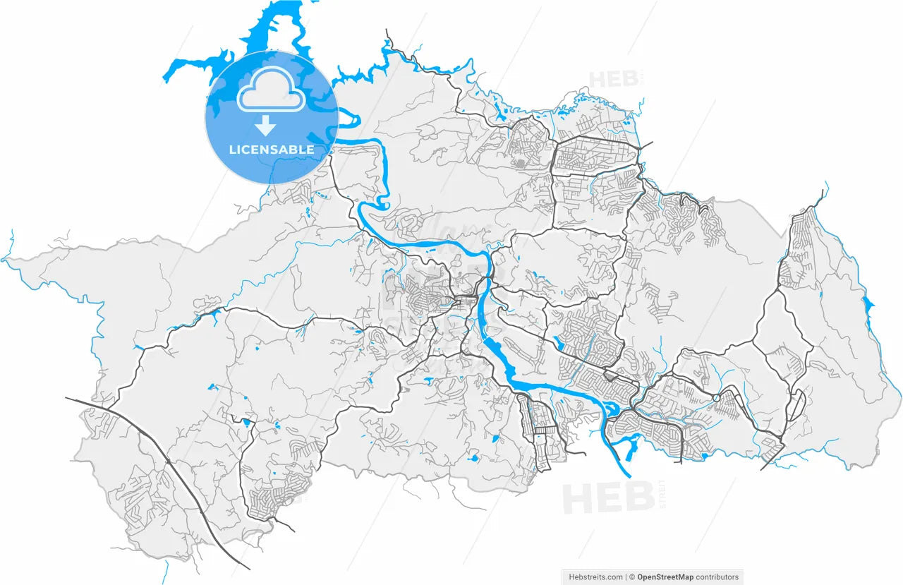 Santana de Parnaiba, Brazil, high resolution vector map - Instant download PDF and JPG