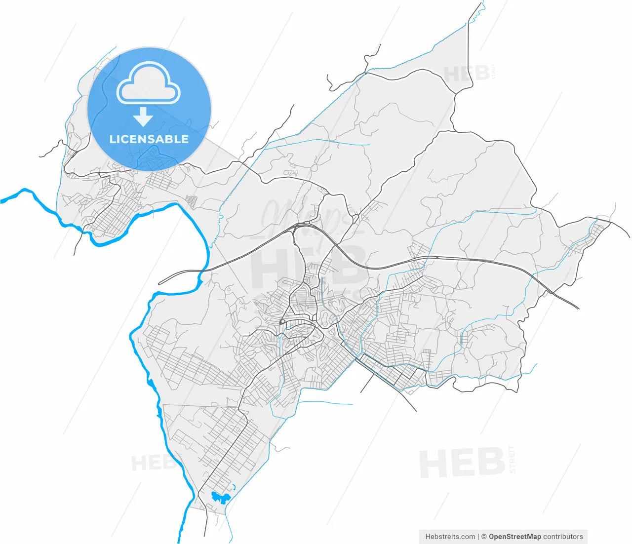 Japeri, Brazil, high resolution vector map - Instant download PDF and JPG
