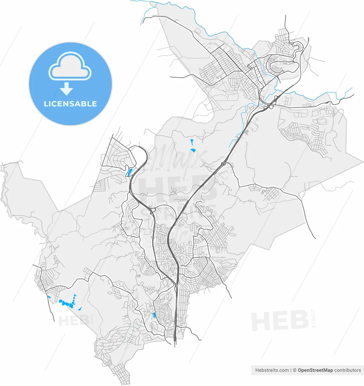 Vespasiano, Brazil, high resolution vector map - Instant download PDF and JPG