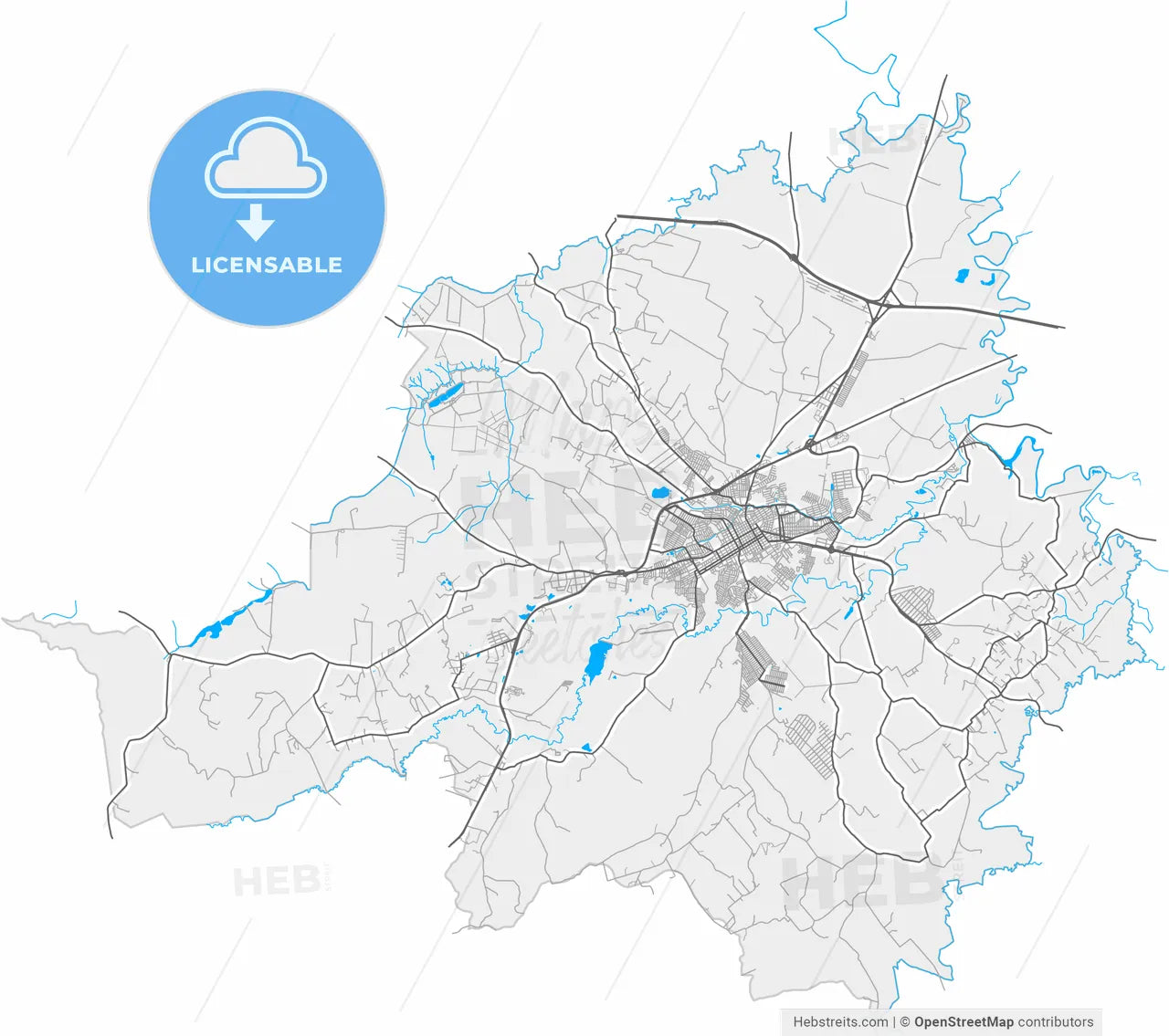 Tatui, Brazil, high resolution vector map - Instant download PDF and JPG