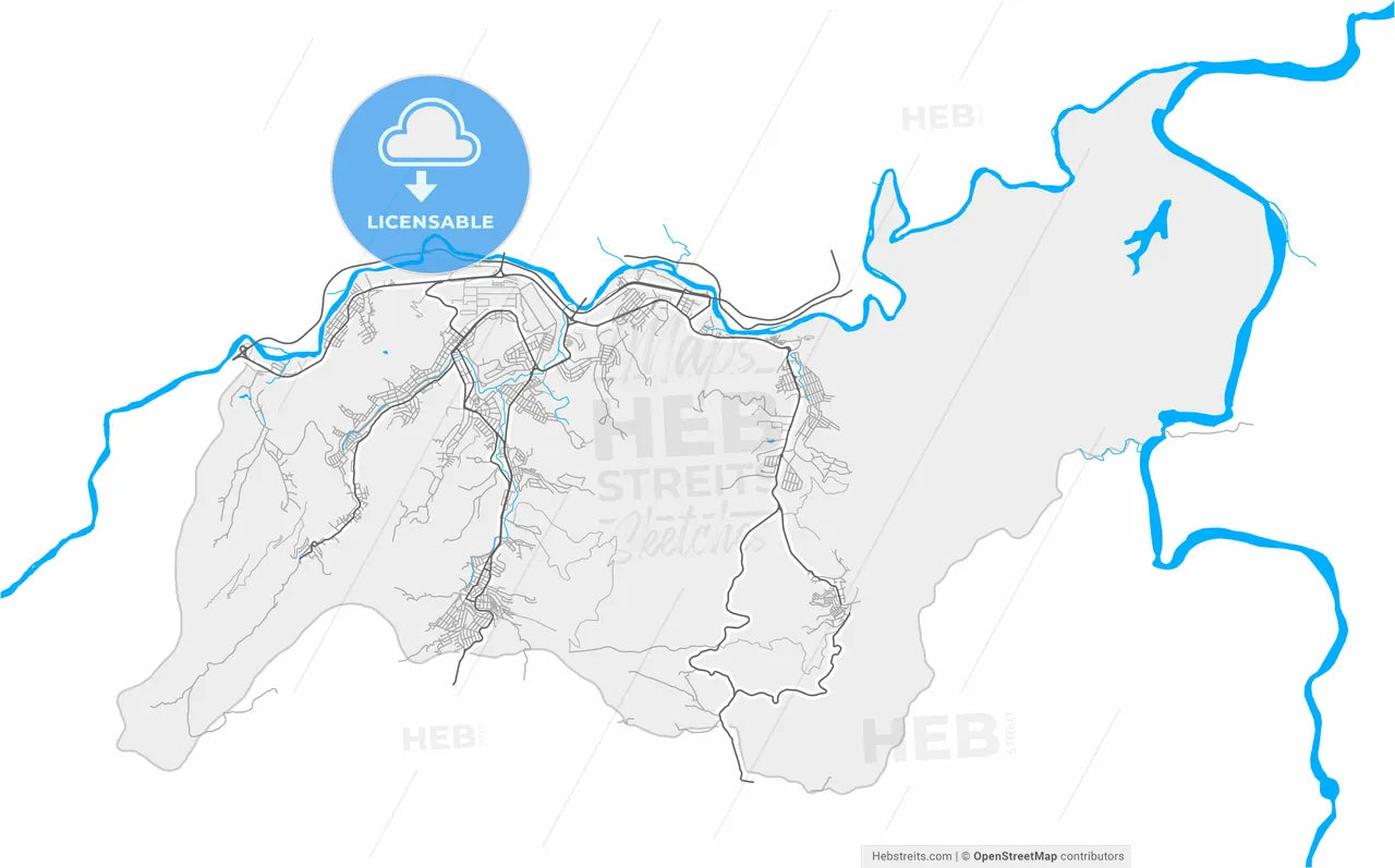 Timoteo, Brazil, high resolution vector map - Instant download PDF and JPG