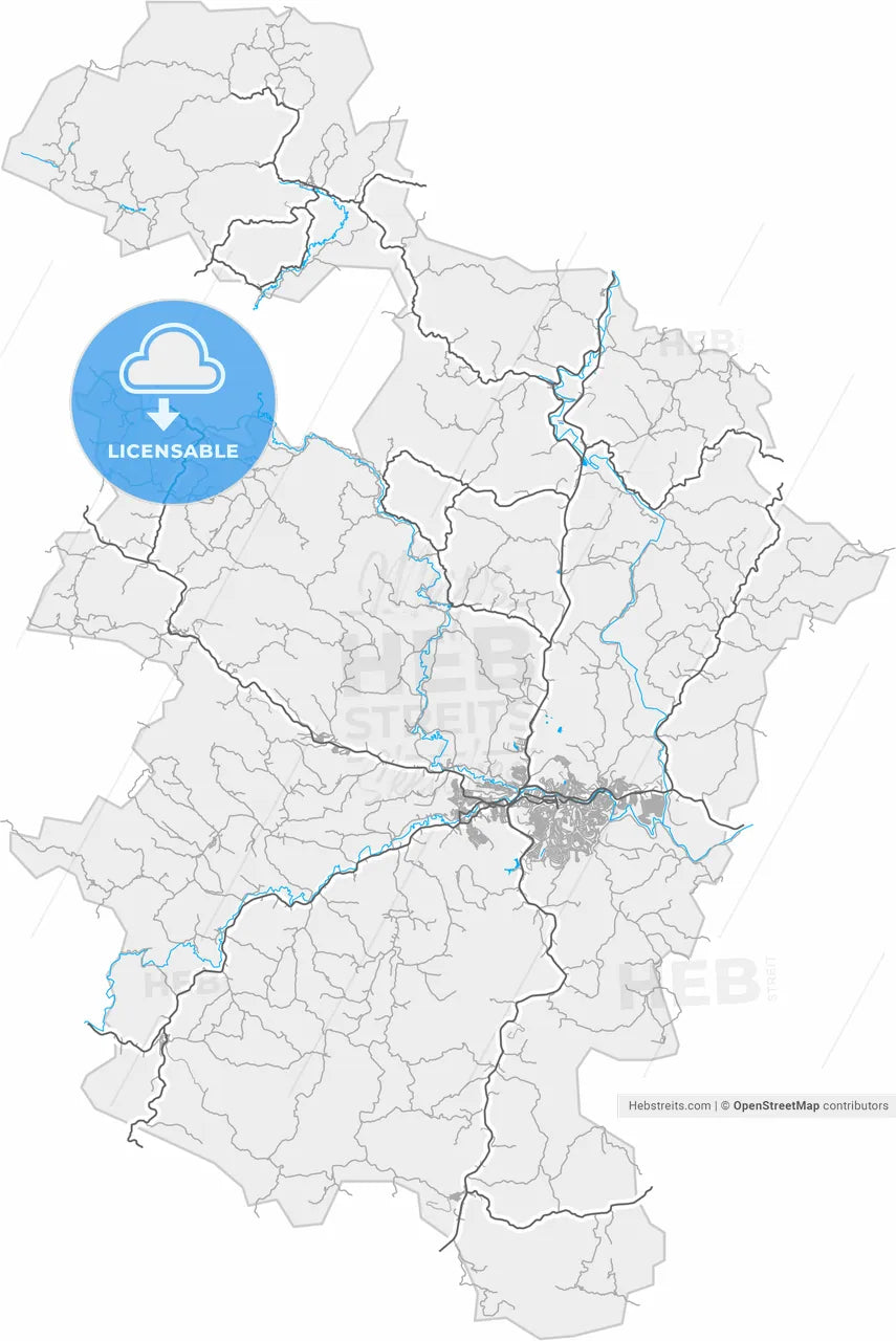 Muriae, Brazil, high resolution vector map - Instant download PDF and JPG