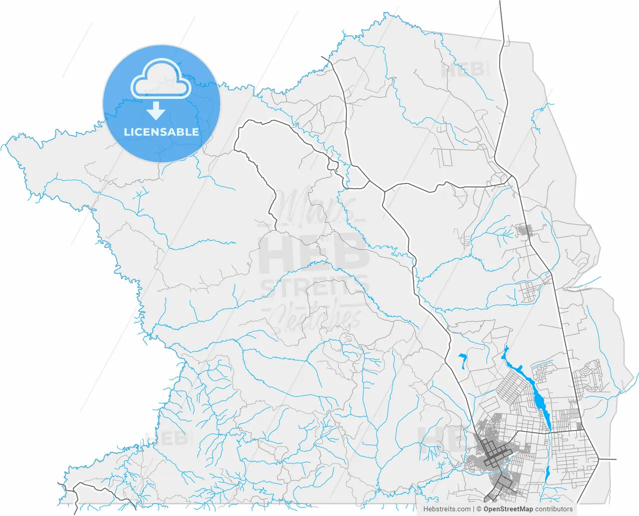 Planaltina, Brazil, high resolution vector map - Instant download PDF and JPG