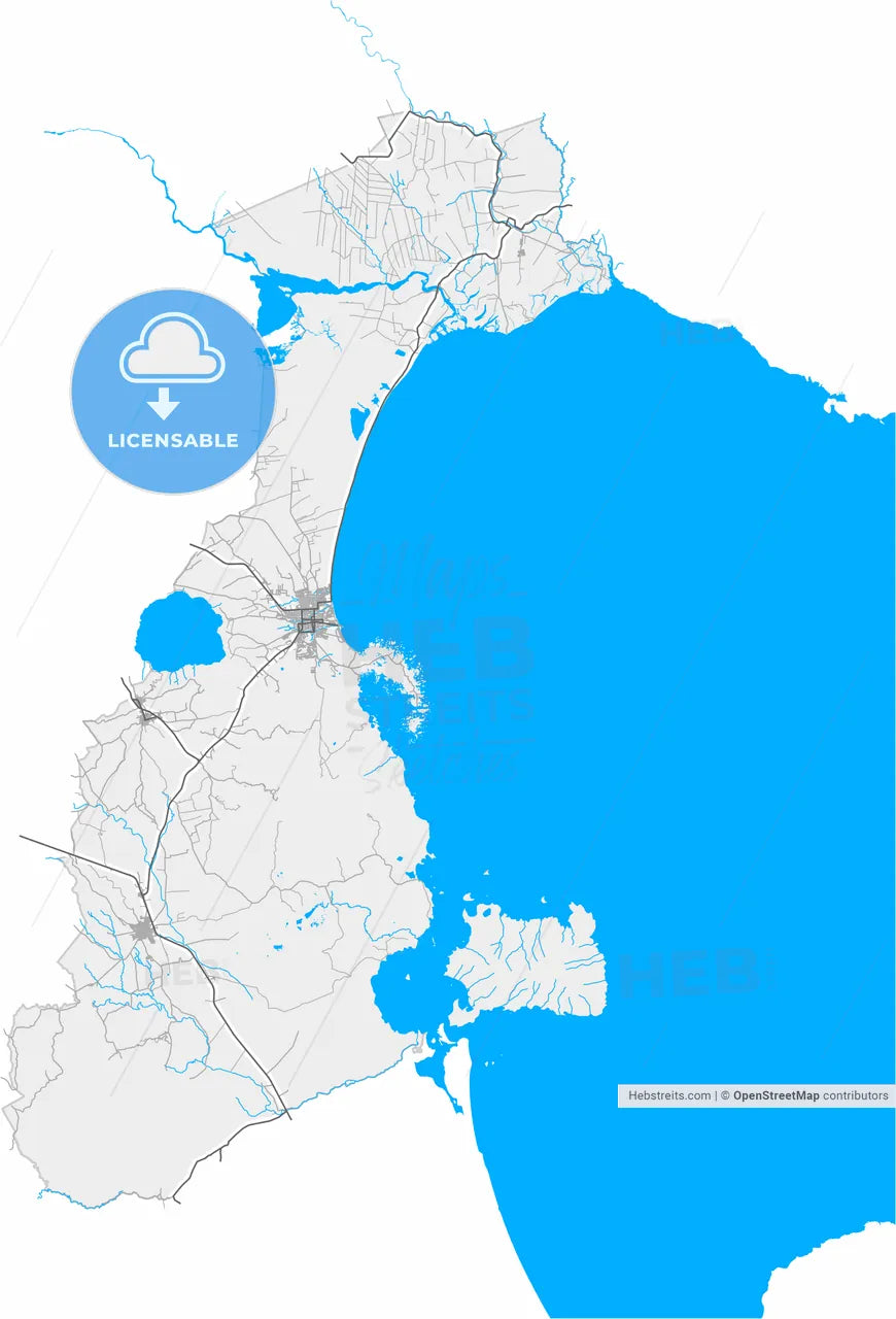 Granada, Granada, Nicaragua, high resolution vector map - Instant download PDF and JPG