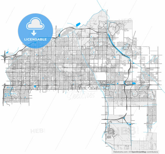 Mesa, Arizona, United States, high resolution vector map - Instant download PDF and JPG