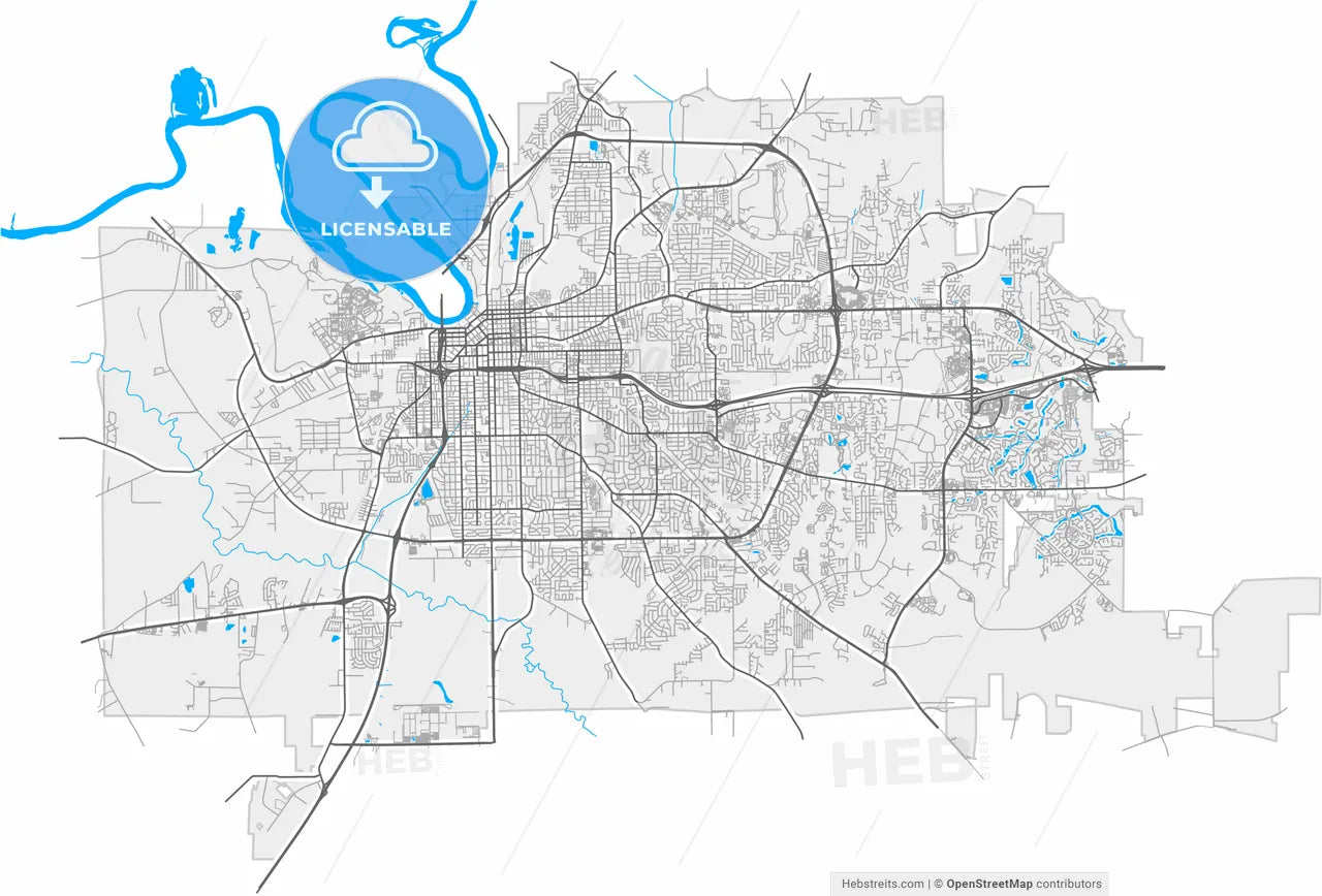 Montgomery, Alabama, United States, high resolution vector map - Instant download PDF and JPG
