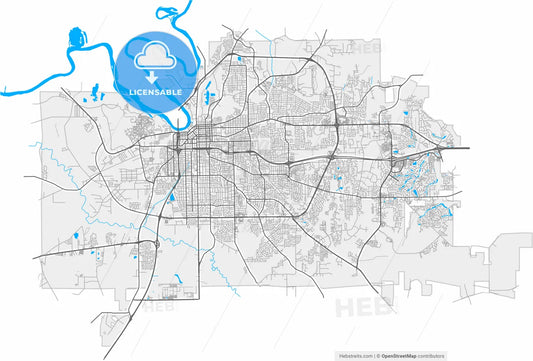 Montgomery, Alabama, United States, high resolution vector map - Instant download PDF and JPG
