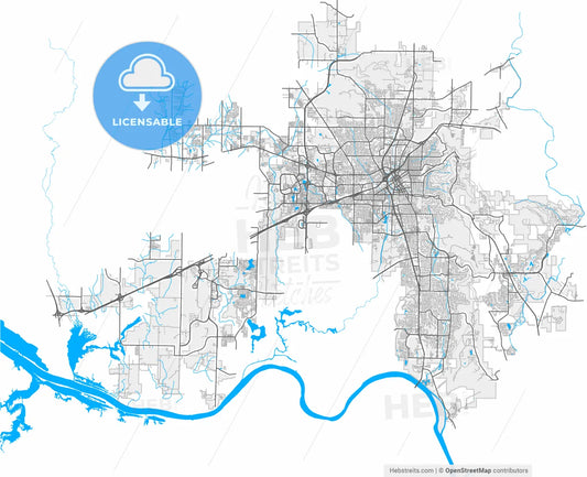 Huntsville, Alabama, United States, high resolution vector map - Instant download PDF and JPG