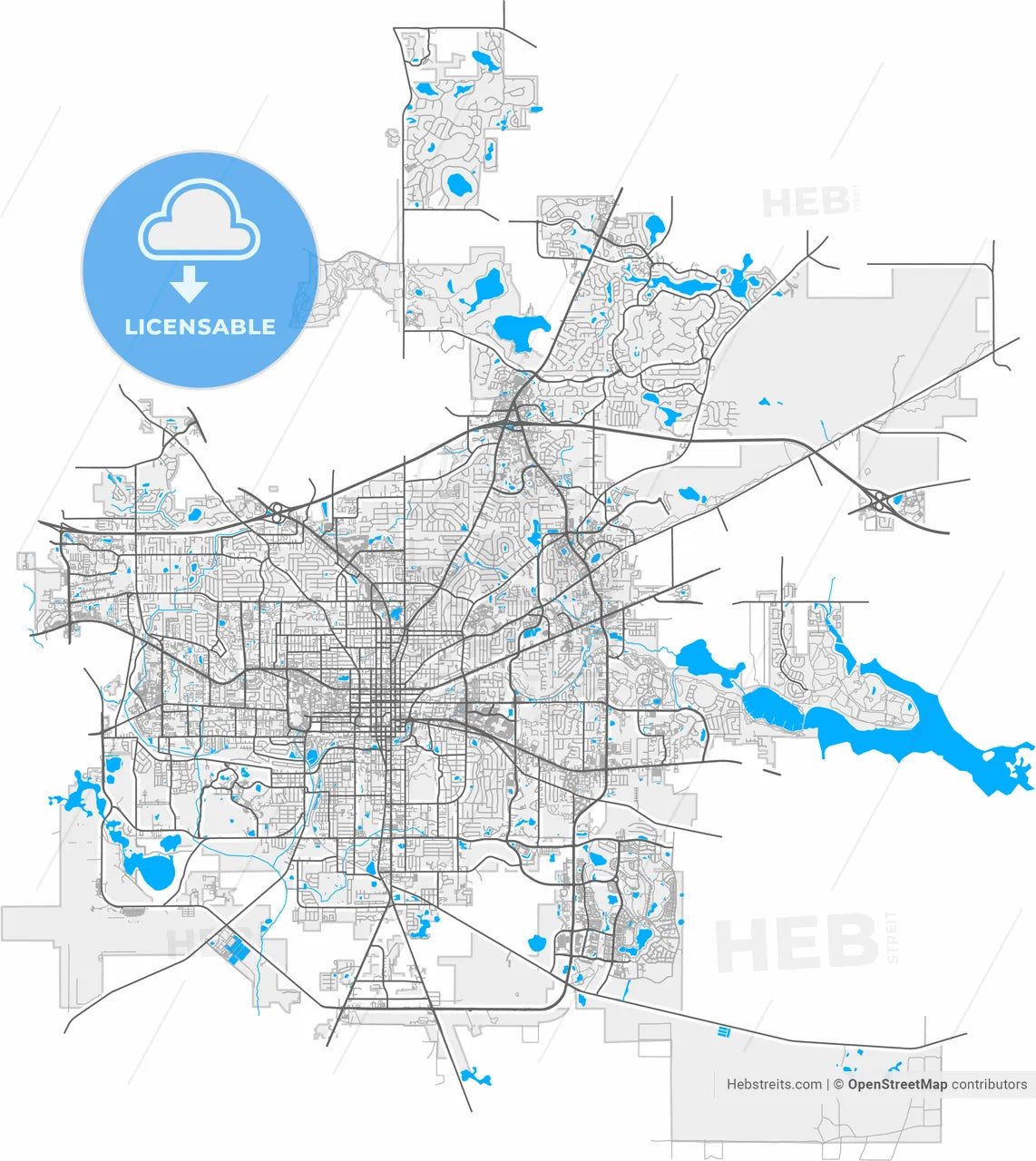 Tallahassee, Florida, United States, high resolution vector map - Instant download PDF and JPG