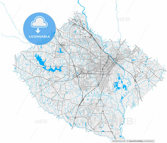 Macon, Georgia, United States, high resolution vector map - Instant download PDF and JPG