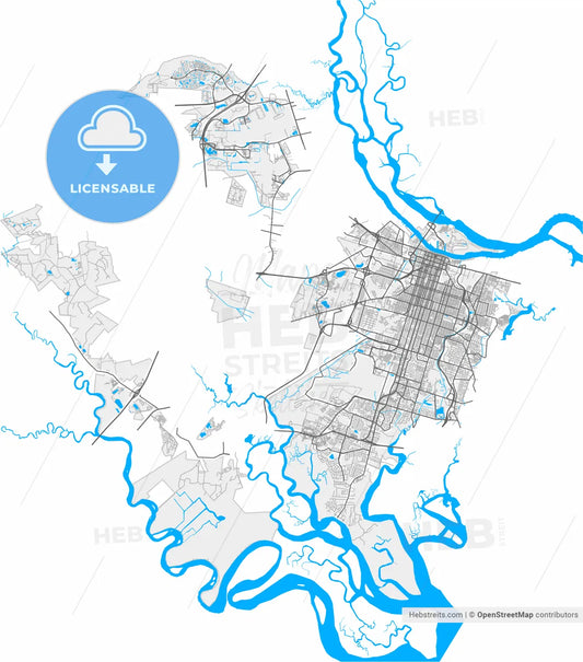 Savannah, Georgia, United States, high resolution vector map - Instant download PDF and JPG