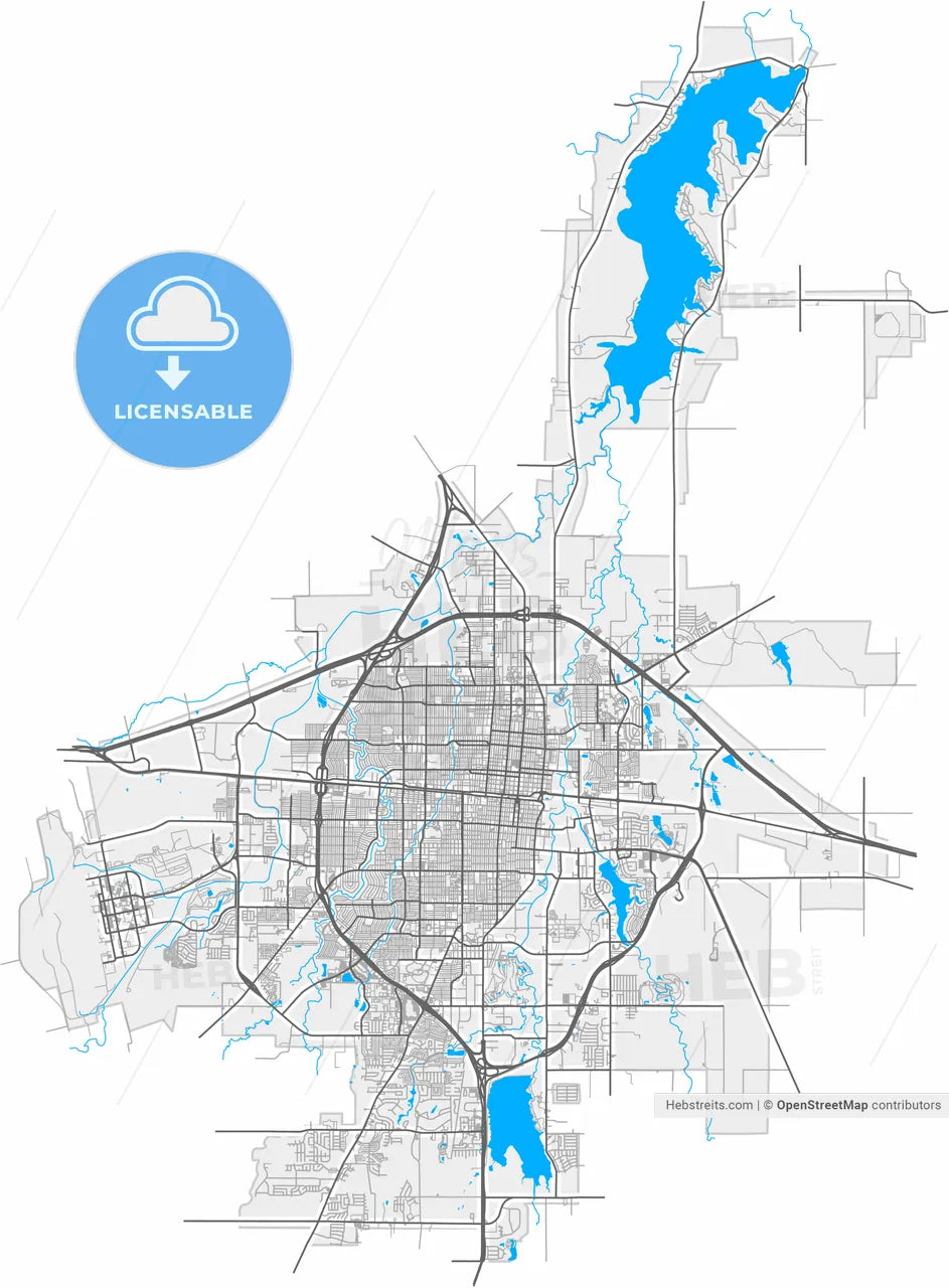 Abilene, Texas, United States, high resolution vector map - Instant download PDF and JPG