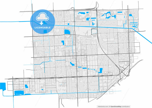 Miami Gardens, Florida, United States, high resolution vector map - Instant download PDF and JPG