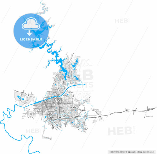 Tuscaloosa, Alabama, United States, high resolution vector map - Instant download PDF and JPG