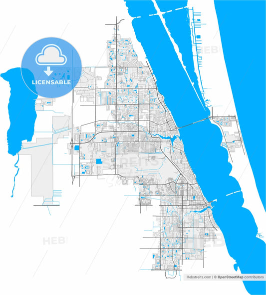 Melbourne, Florida, United States, high resolution vector map - Instant download PDF and JPG