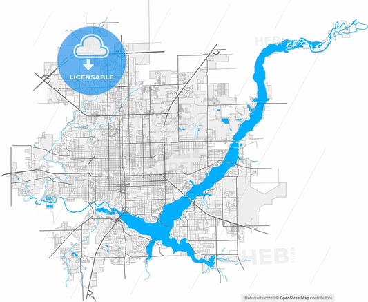Decatur, Illinois, United States, high resolution vector map - Instant download PDF and JPG