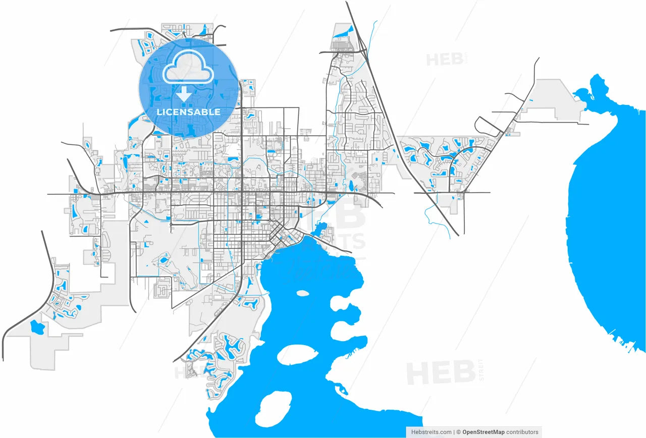 Kissimmee, Florida, United States, high resolution vector map - Instant download PDF and JPG