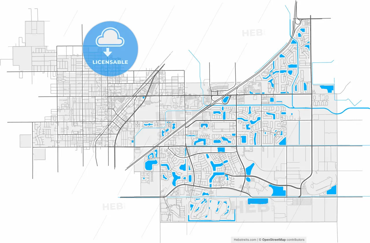 Homestead, Florida, United States, high resolution vector map - Instant download PDF and JPG