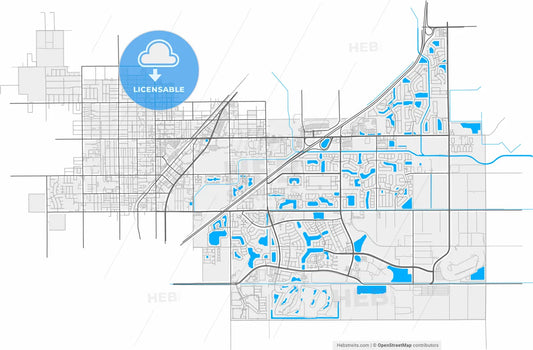 Homestead, Florida, United States, high resolution vector map - Instant download PDF and JPG