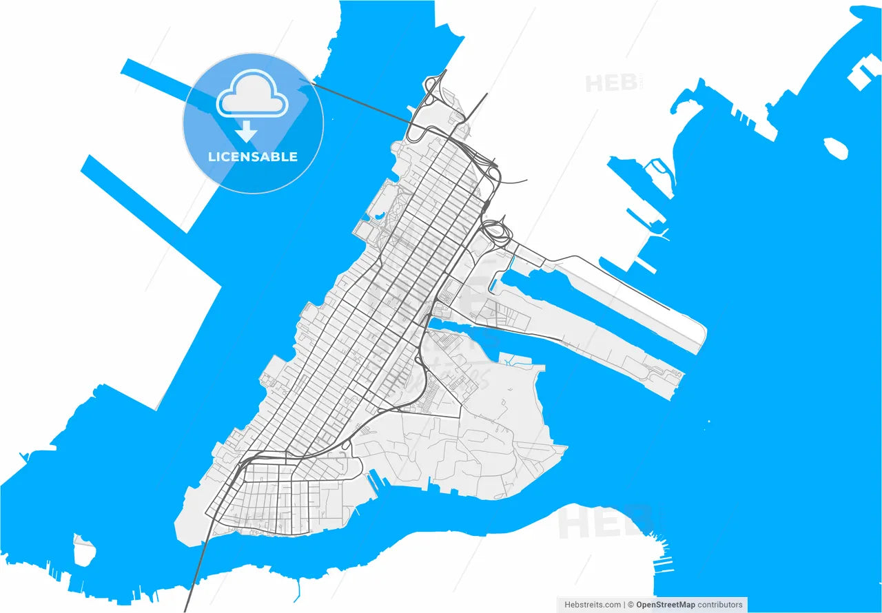 Bayonne, New Jersey, United States, high resolution vector map - Instant download PDF and JPG