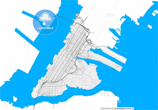 Bayonne, New Jersey, United States, high resolution vector map - Instant download PDF and JPG