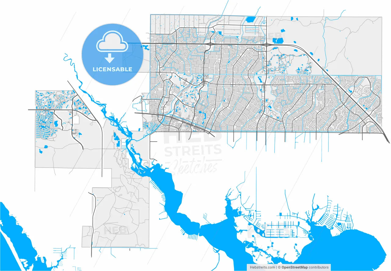 North Port, Florida, United States, high resolution vector map - Instant download PDF and JPG