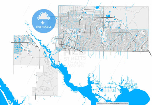 North Port, Florida, United States, high resolution vector map - Instant download PDF and JPG