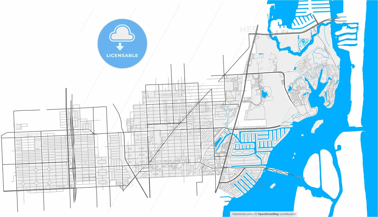 North Miami, Florida, United States, high resolution vector map - Instant download PDF and JPG