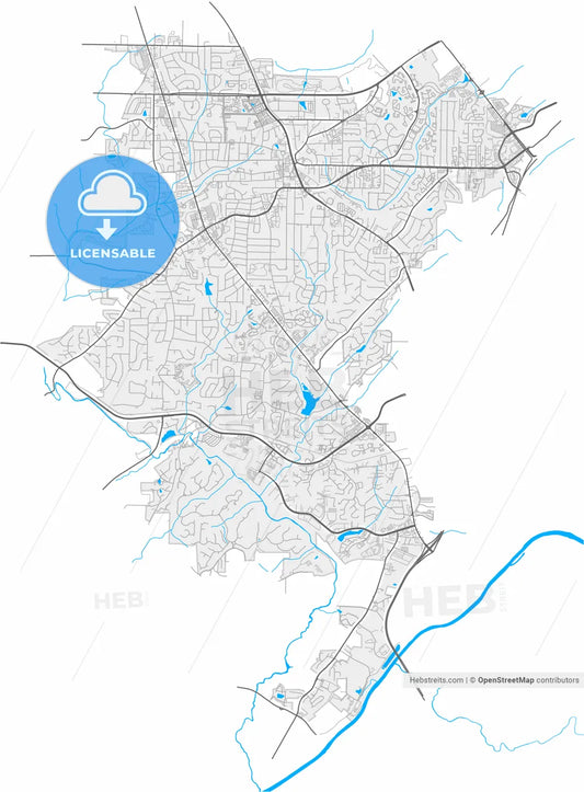 Smyrna, Georgia, United States, high resolution vector map - Instant download PDF and JPG