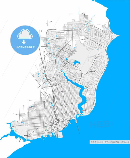Pensacola, Florida, United States, high resolution vector map - Instant download PDF and JPG