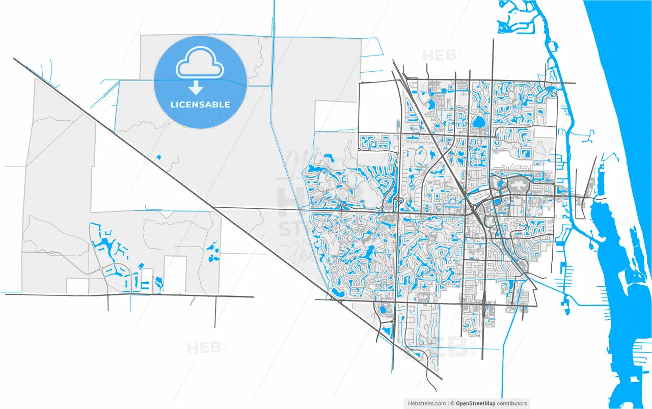 Palm Beach Gardens, Florida, United States, high resolution vector map - Instant download PDF and JPG
