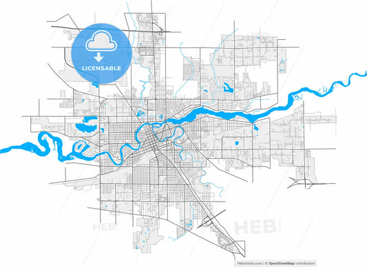 Elkhart, Indiana, United States, high resolution vector map - Instant download PDF and JPG