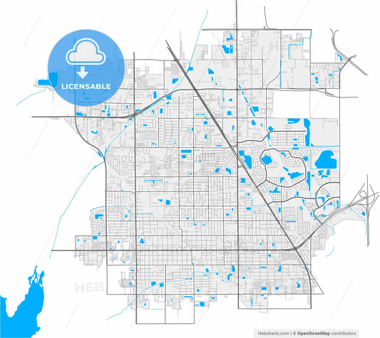 Pinellas Park, Florida, United States, high resolution vector map - Instant download PDF and JPG