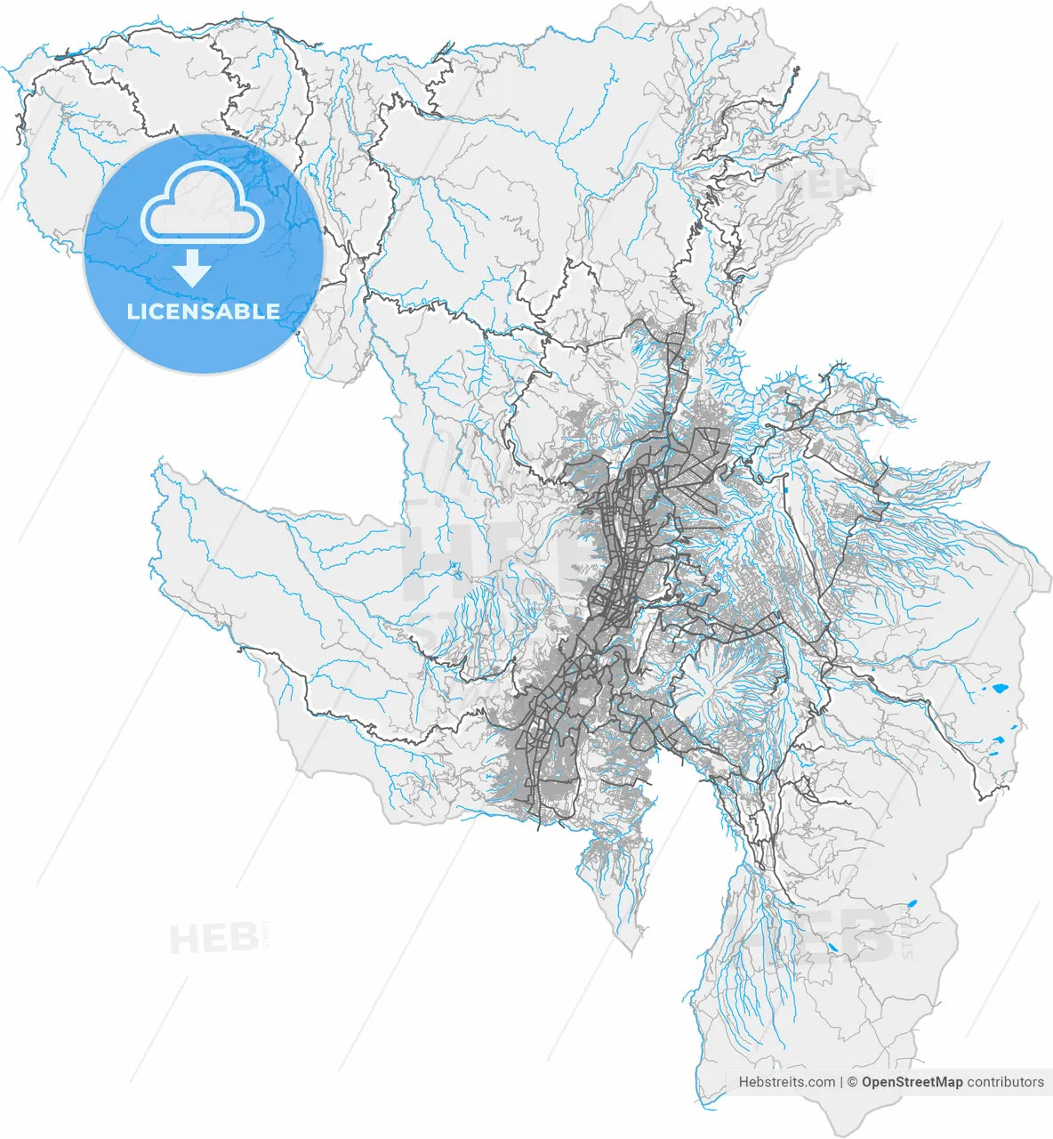 Quito, Ecuador, high resolution vector map - Instant download PDF and JPG