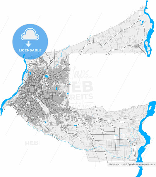 Santa Cruz de la Sierra, Bolivia, high resolution vector map - Instant download PDF and JPG