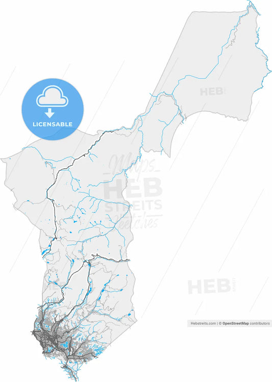 La Paz, Bolivia, high resolution vector map - Instant download PDF and JPG