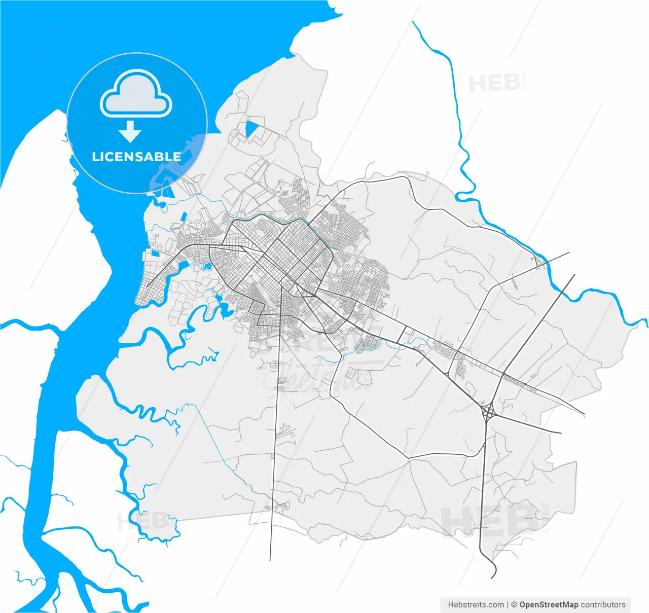 Machala, Ecuador, high resolution vector map - Instant download PDF and JPG