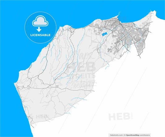 Manta, Ecuador, high resolution vector map - Instant download PDF and JPG