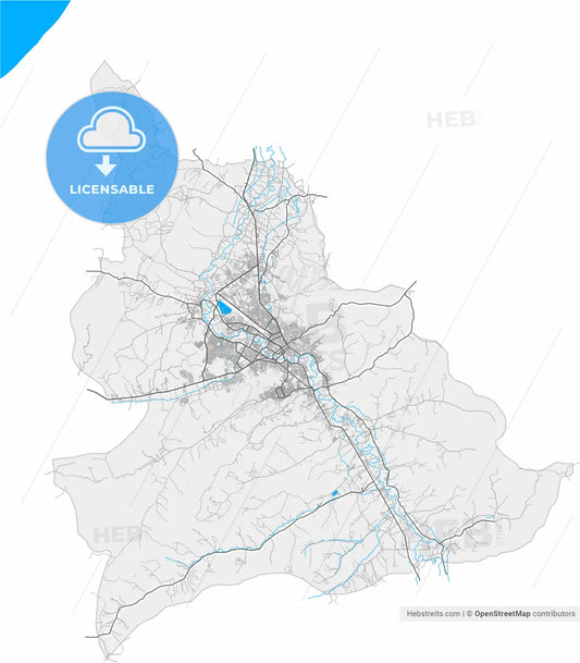 Portoviejo, Ecuador, high resolution vector map - Instant download PDF and JPG