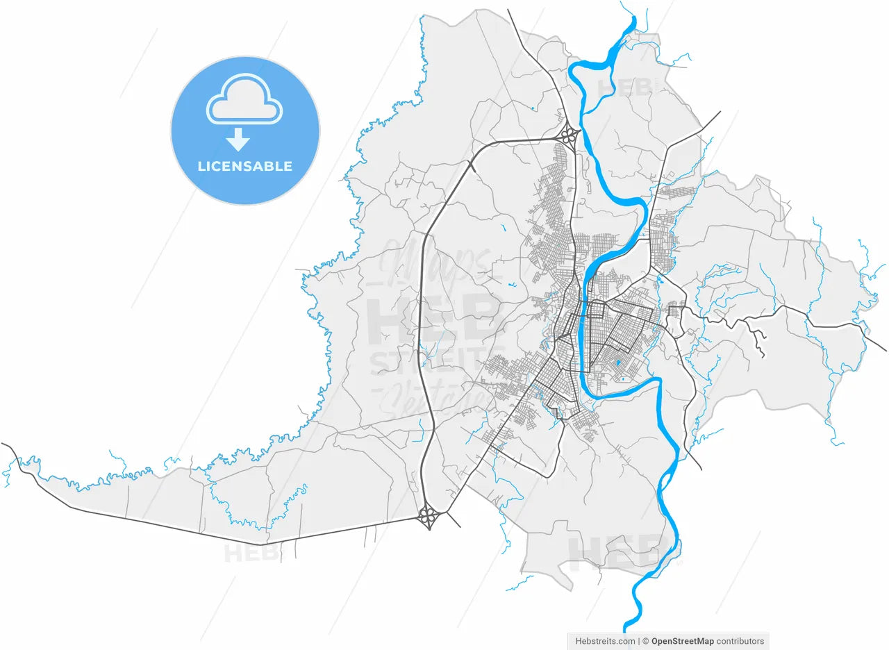 Quevedo, Ecuador, high resolution vector map - Instant download PDF and JPG