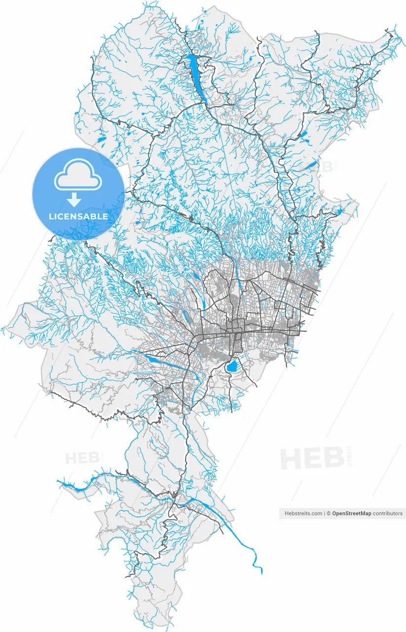 Quillacollo, Bolivia, high resolution vector map - Instant download PDF and JPG
