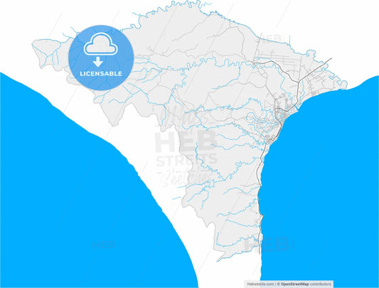 Puerto Armuelles, Chiriquí, Panama, high resolution vector map - Instant download PDF and JPG