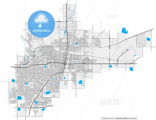 Amarillo, Texas, United States, high resolution vector map - Instant download PDF and JPG