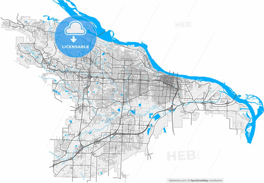 Little Rock, Arkansas, United States, high resolution vector map - Instant download PDF and JPG