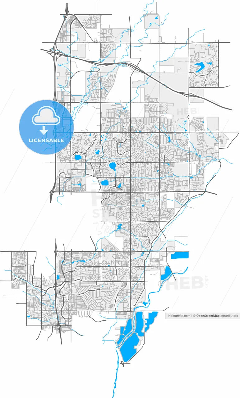 Thornton, Colorado, United States, high resolution vector map - Instant download PDF and JPG
