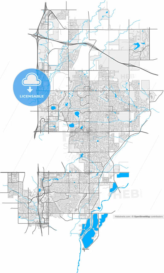 Thornton, Colorado, United States, high resolution vector map - Instant download PDF and JPG
