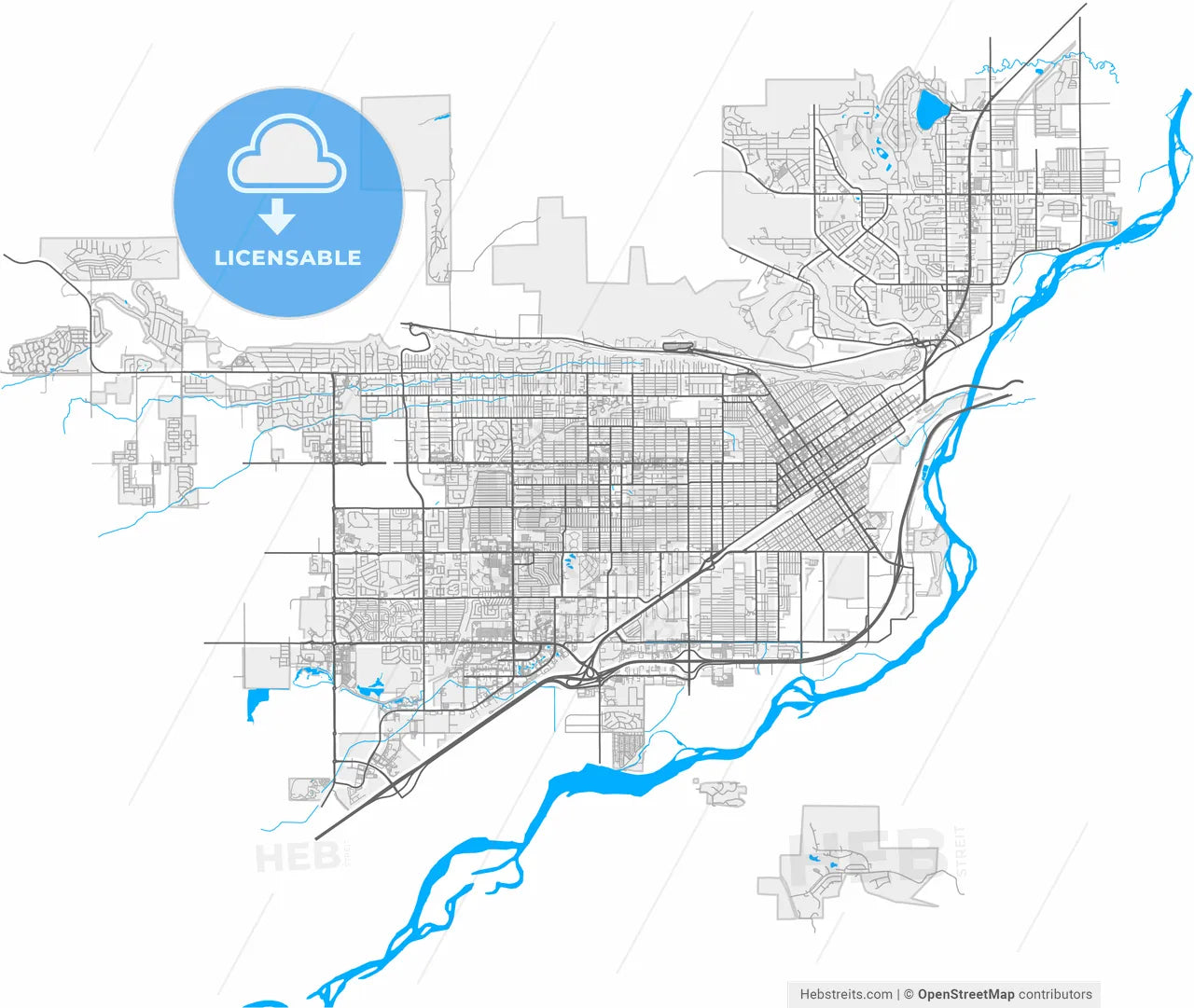 Billings, Montana, United States, high resolution vector map - Instant download PDF and JPG